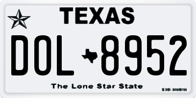 TX license plate DOL8952
