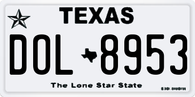 TX license plate DOL8953