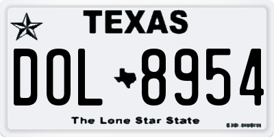TX license plate DOL8954