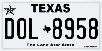 TX license plate DOL8958