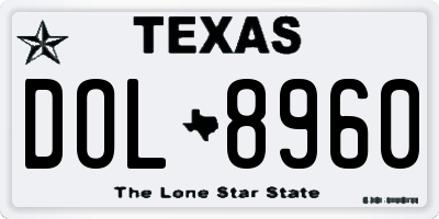 TX license plate DOL8960
