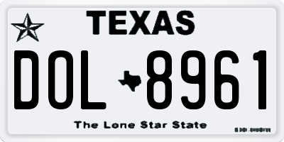 TX license plate DOL8961
