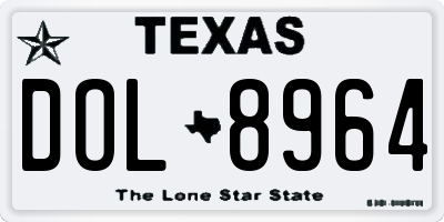 TX license plate DOL8964