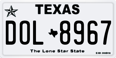 TX license plate DOL8967