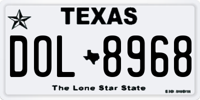 TX license plate DOL8968