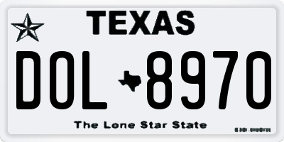 TX license plate DOL8970