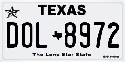 TX license plate DOL8972