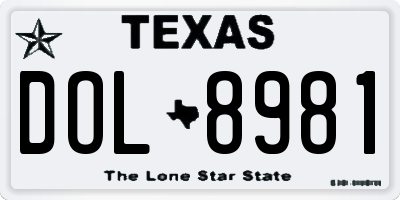 TX license plate DOL8981