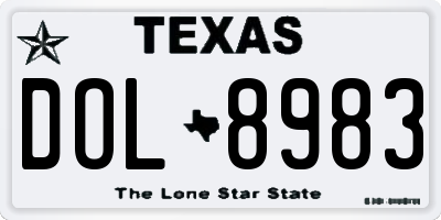 TX license plate DOL8983