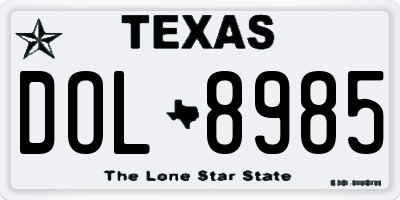 TX license plate DOL8985