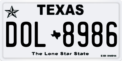 TX license plate DOL8986