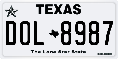 TX license plate DOL8987