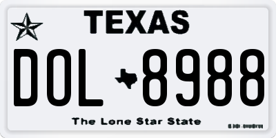 TX license plate DOL8988