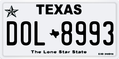 TX license plate DOL8993