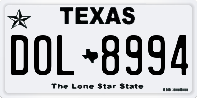 TX license plate DOL8994