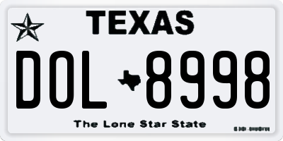 TX license plate DOL8998