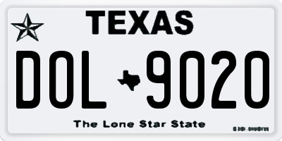 TX license plate DOL9020