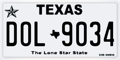 TX license plate DOL9034
