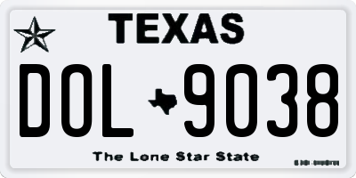 TX license plate DOL9038