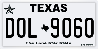TX license plate DOL9060