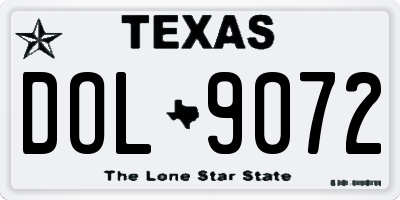 TX license plate DOL9072