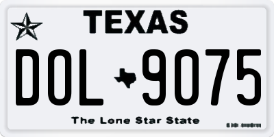 TX license plate DOL9075