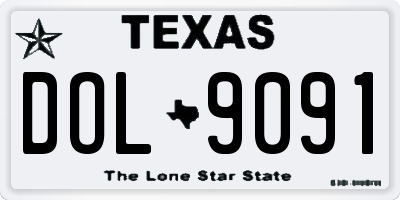 TX license plate DOL9091