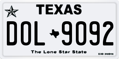 TX license plate DOL9092