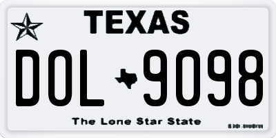 TX license plate DOL9098