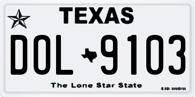 TX license plate DOL9103