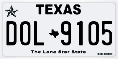 TX license plate DOL9105