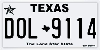 TX license plate DOL9114