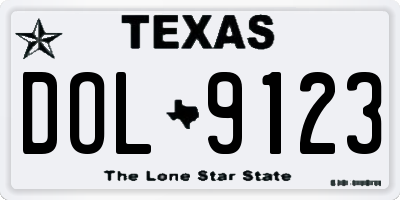 TX license plate DOL9123
