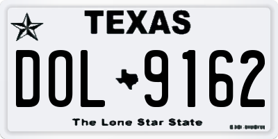 TX license plate DOL9162