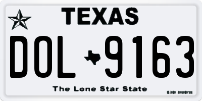 TX license plate DOL9163