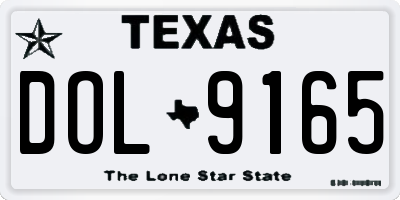 TX license plate DOL9165