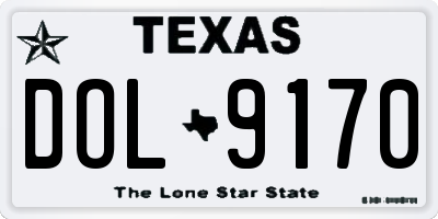 TX license plate DOL9170