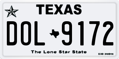 TX license plate DOL9172