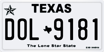 TX license plate DOL9181