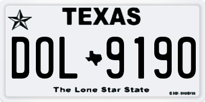 TX license plate DOL9190