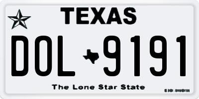 TX license plate DOL9191