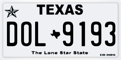 TX license plate DOL9193