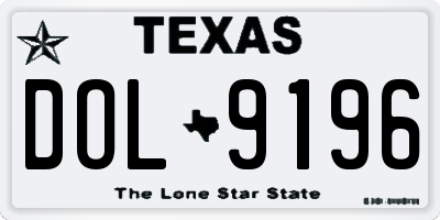 TX license plate DOL9196