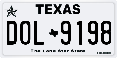 TX license plate DOL9198