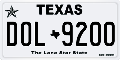 TX license plate DOL9200