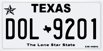 TX license plate DOL9201