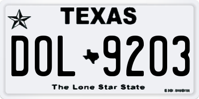 TX license plate DOL9203