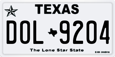 TX license plate DOL9204