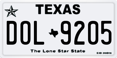 TX license plate DOL9205