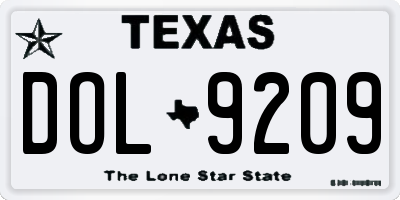 TX license plate DOL9209